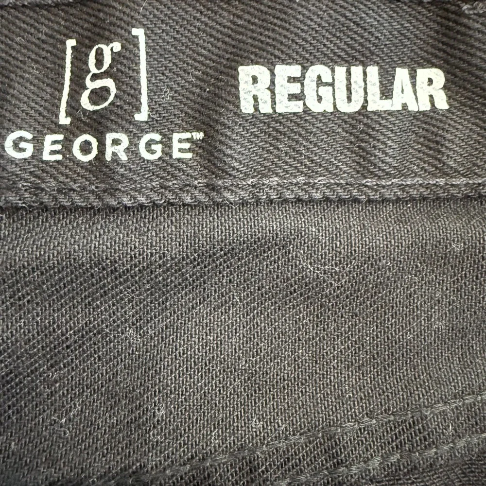 George‎ Mens Black Regular Fit Jeans 38x30 Cotton Straight Leg Pants